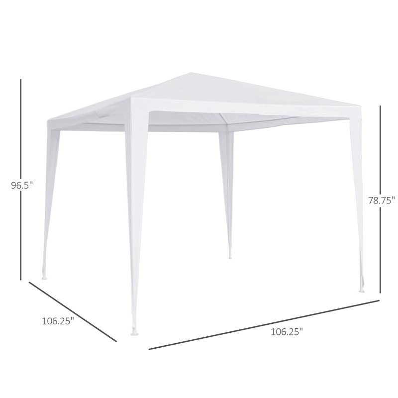 Outsunny 9x9 Ft Portable Canopy Party Tent Gazebo for Weddings Parties Outdoor Sunshade with Dressed Legs, White