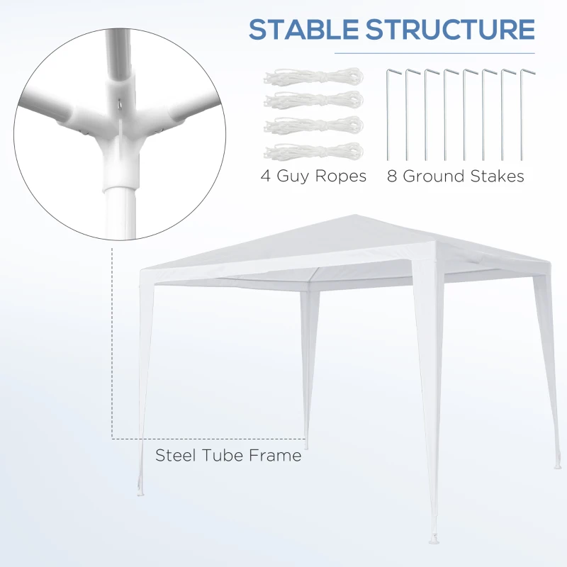 Outsunny 9x9 Ft Portable Canopy Party Tent Gazebo for Weddings Parties Outdoor Sunshade with Dressed Legs, White
