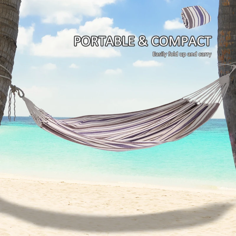 Outsunny Outdoor Hammock 83"x59" Bed Swing Chair, Patio Lounge Garden Camping Hiking Travel Hammock Only for Backyard, Purple