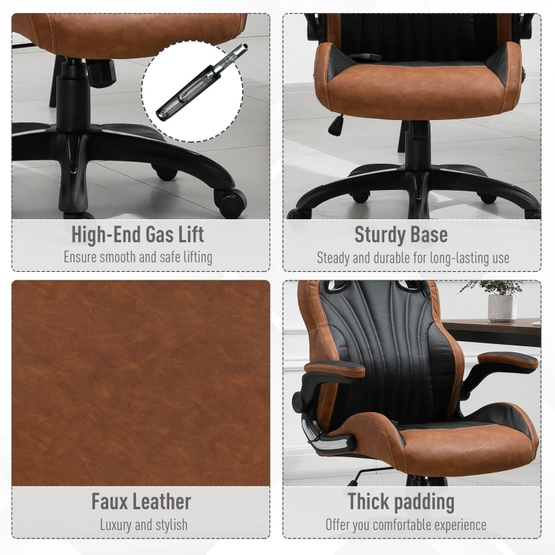 Vinsetto High Back Office Chair 6-Point Vibration Massage Chiar Faux Leather Task Chair Height Adjustable Padded Seat with Wheels