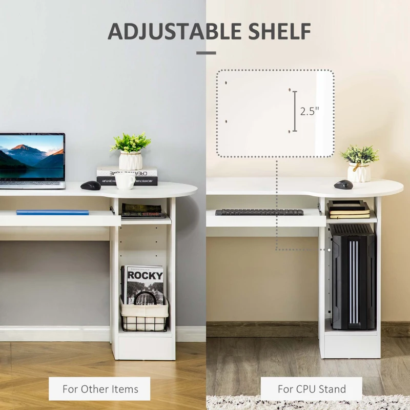 HOMCOM Computer Desk with Storage, Home Office Laptop Table with Shelves and Drawers, Modern Workstation Desk with Keyboard Tray for Study, Living Room, White