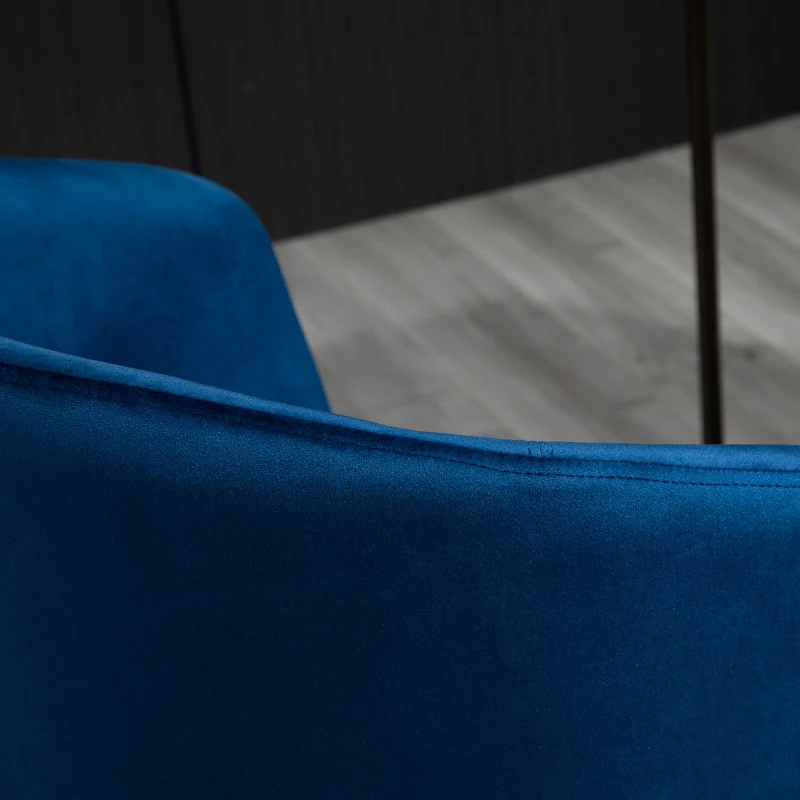 Vinsetto Office Chair Upholstered Open Back Velvet Fabric Swivel Computer Desk Chair with Arms and Adjustable Height, Blue