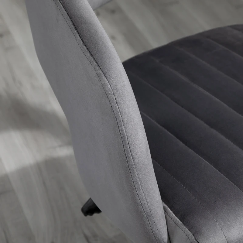 Vinsetto Office Chair Upholstered Open Back Velvet Fabric Swivel Computer Desk Chair with Arms and Adjustable Height, Grey