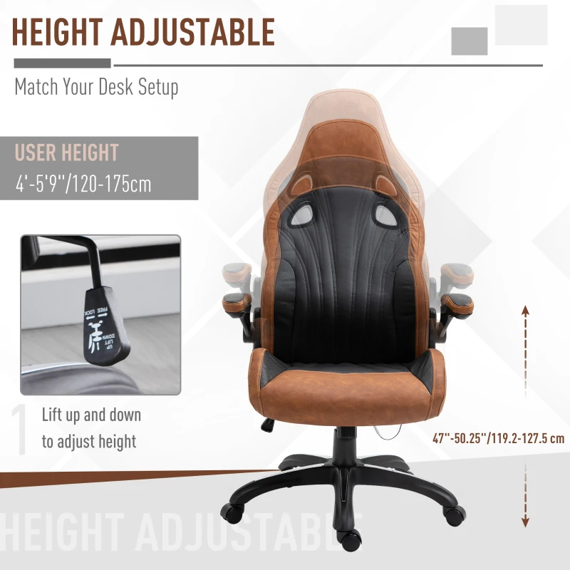 Vinsetto High Back Office Chair 6-Point Vibration Massage Chiar Faux Leather Task Chair Height Adjustable Padded Seat with Wheels