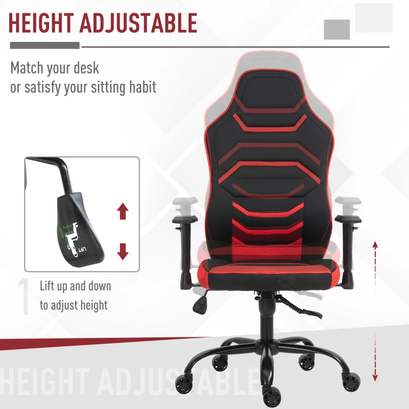 Vinsetto Racing Gaming Chair, High Back Office Chair, Computer Gamer Chair on Wheels, Tilt, Adjustable Height, Red