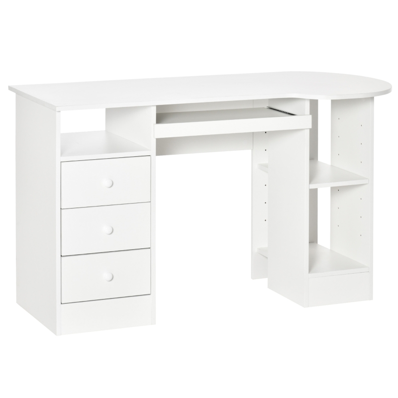 HOMCOM Computer Desk with Storage, Home Office Laptop Table with Shelves and Drawers, Modern Workstation Desk with Keyboard Tray for Study, Living Room, White