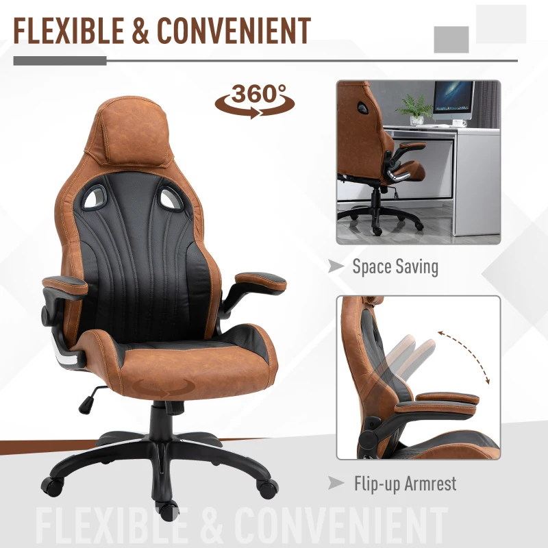 Vinsetto High Back Office Chair 6-Point Vibration Massage Chiar Faux Leather Task Chair Height Adjustable Padded Seat with Wheels