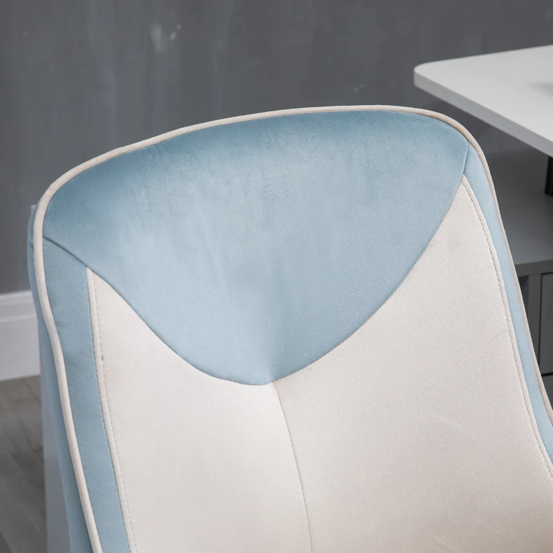Vinsetto Office Chair Velvet Fabric Leisure Chair Rocking Armless Task Chair with Swivel Wheels Soft Seat Computer Chair for office Work Vanity Table Chair