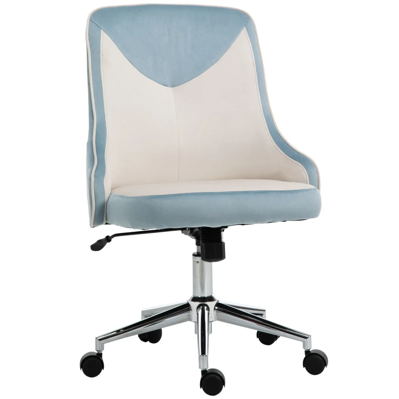 Vinsetto Office Chair Velvet Fabric Leisure Chair Rocking Armless Task Chair with Swivel Wheels Soft Seat Computer Chair for office Work Vanity Table Chair