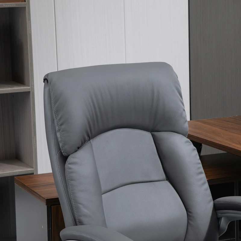 Vinsetto High Back Office Chair Swivel Executive PU Leather Chair, with Adjustable Height, Deep Grey