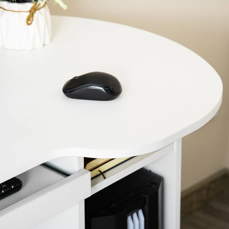 HOMCOM Computer Desk with Storage, Home Office Laptop Table with Shelves and Drawers, Modern Workstation Desk with Keyboard Tray for Study, Living Room, White