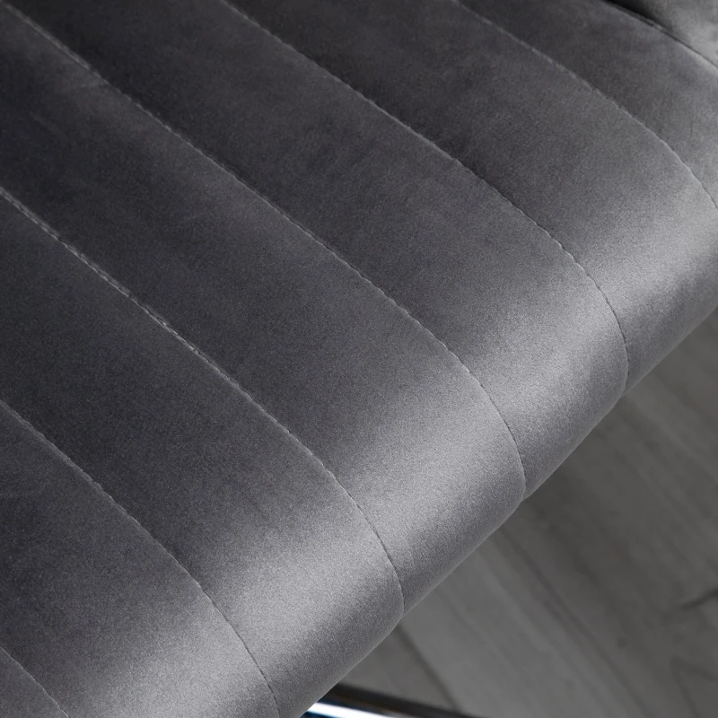 Vinsetto Office Chair Upholstered Open Back Velvet Fabric Swivel Computer Desk Chair with Arms and Adjustable Height, Grey