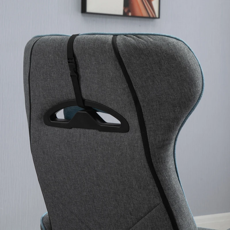 HOMCOM Recliner Chair with Ottoman, Video Gaming Chair, Racing Style Upholstered Swivel Recliner with Footrest, Headrest and Lumbar Support, Grey and Blue