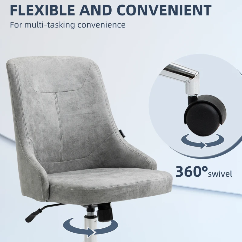 Vinsetto Armless Task Chair, Mid-back Desk Chair, Microfiber Home Office Chair with Adjustable Height, Tilt, Swivel Function, Gray