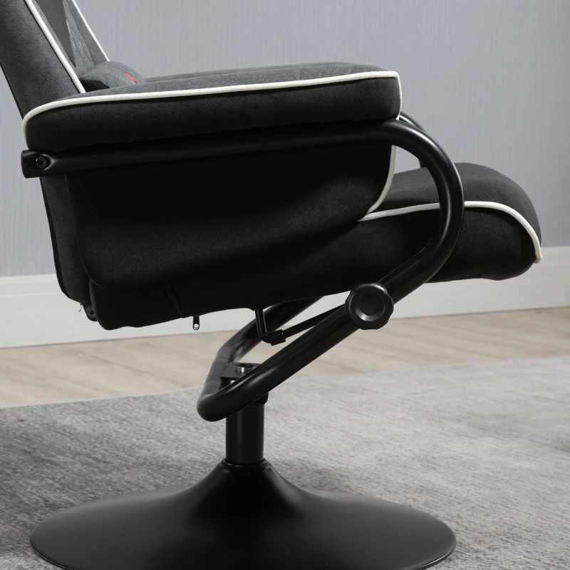 HOMCOM Recliner Chair with Ottoman, Velvet Upholstered Video Gaming Chair, Racing Styled Swivel Recliner with Footrest, Headrest and Lumbar Support, Grey and Black