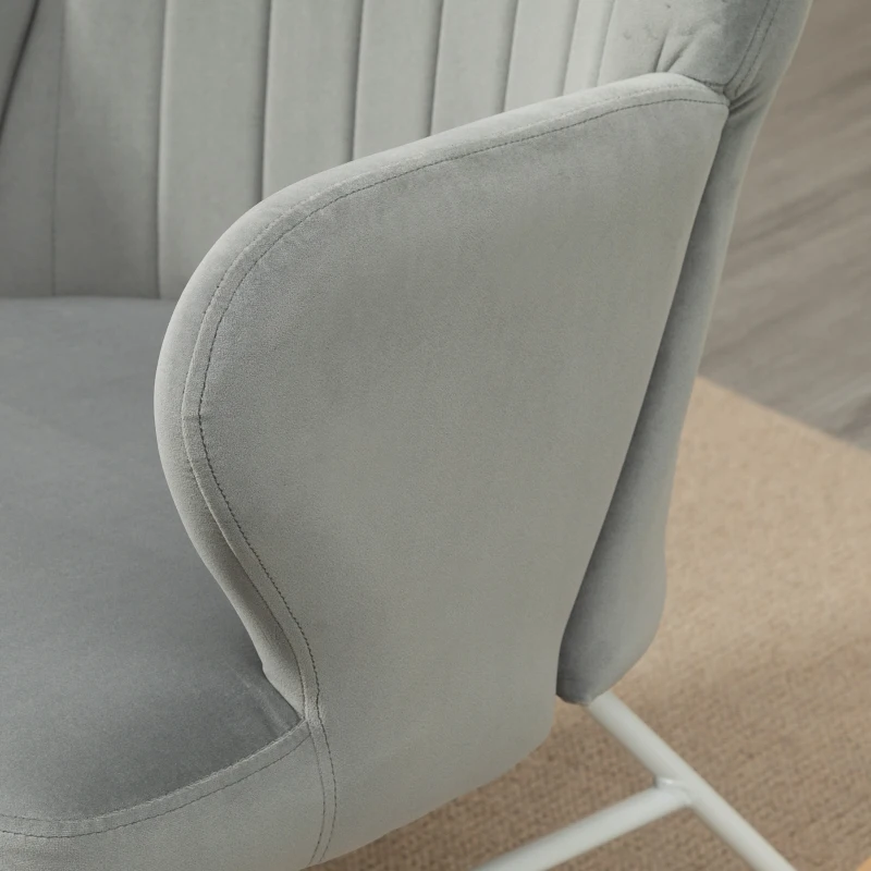 HOMCOM Accent Rocking Chairs, Upholstered Nursery Glider Rocker, Modern Armchair, Wingback Chair for Living Room and Bedroom, Grey