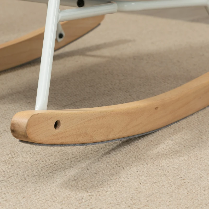 HOMCOM Accent Rocking Chairs, Upholstered Nursery Glider Rocker, Modern Armchair, Wingback Chair for Living Room and Bedroom, Grey