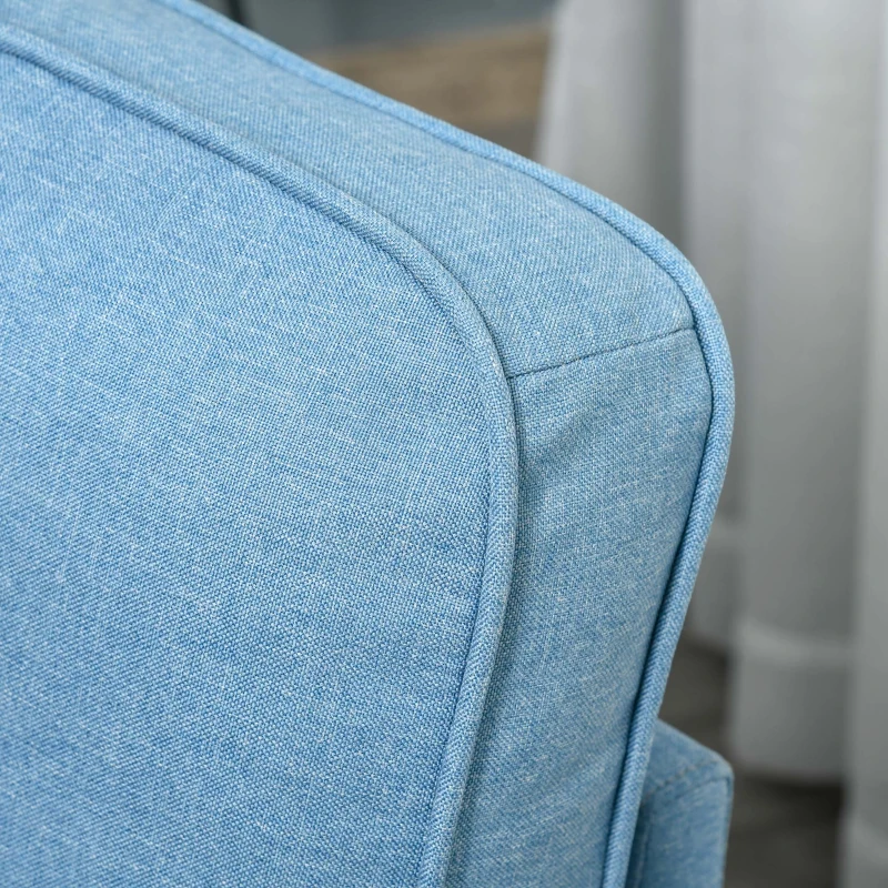 HOMCOM Button Tufted Armchair Modern Single Sofa Chair Upholstered Accent Chair with Rubber Wood Legs and Thick Padding Mid-Back for Living Room and Bedroom, Light Blue