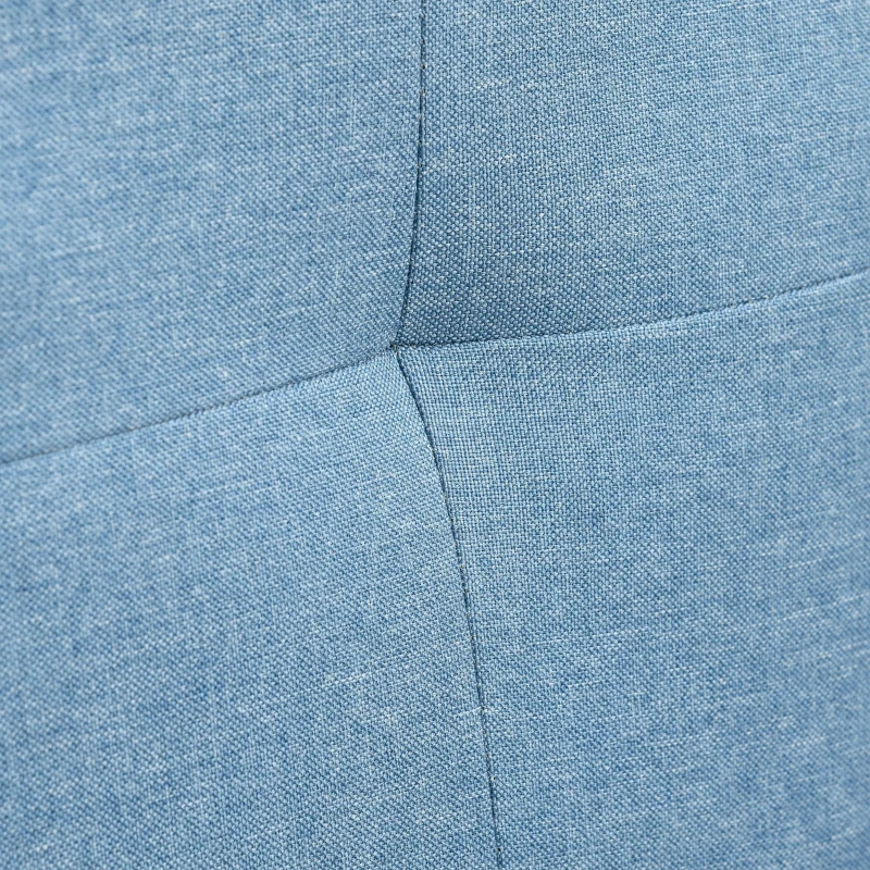 HOMCOM Button Tufted Armchair Modern Single Sofa Chair Upholstered Accent Chair with Rubber Wood Legs and Thick Padding Mid-Back for Living Room and Bedroom, Light Blue