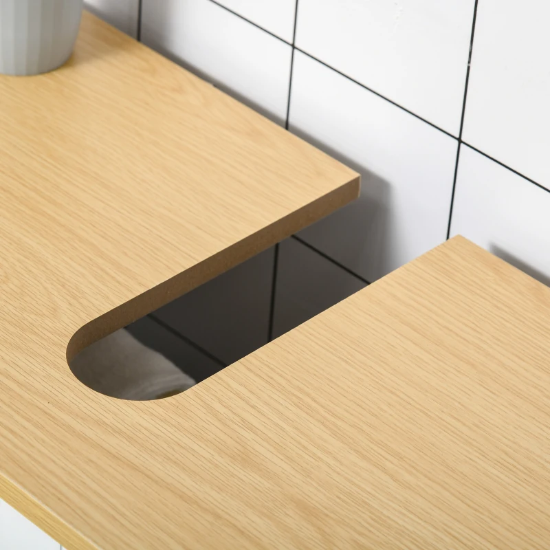 HOMCOM Undersink Restroom 2-Tier Anti-Slip Storage Basin w/ Sink Pipe Slot - White