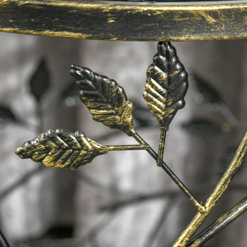 HOMCOM Tempered Glass Coffee Table Accent Side End Table with Vintage Style, Steel Frame for Living Room, Bedroom, Study, No Assembly Required, Bronze