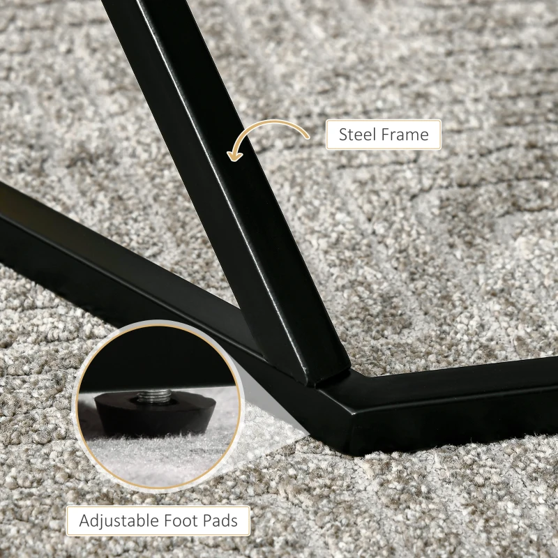 HOMCOM Coffee Table with High Gloss Marble Tabletop, Modern Cocktail Table with Steel Frame for Living Room, Black