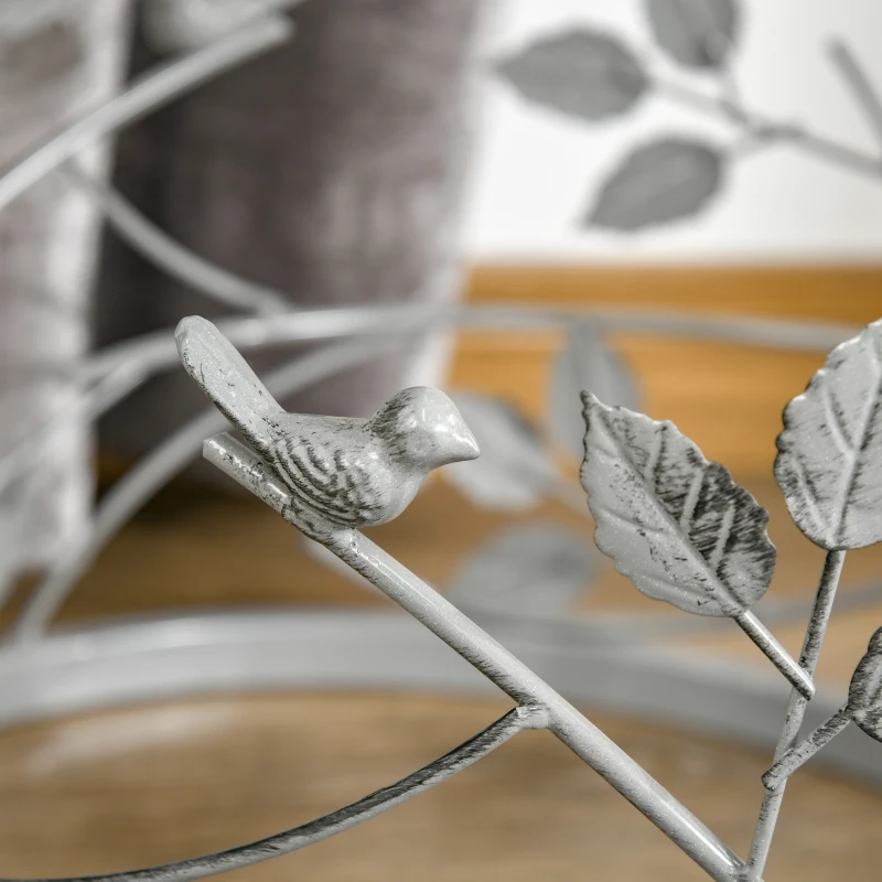 HOMCOM Tempered Glass Coffee Table Accent Side End Table with Vintage Style, Steel Frame for Living Room, Bedroom, Study, No Assembly Required, Grey