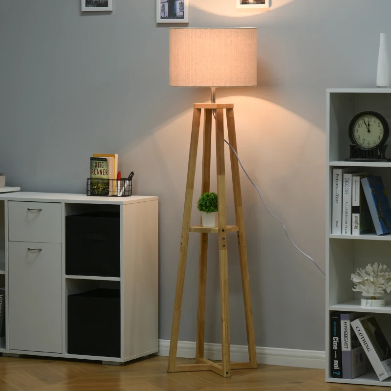 HOMCOM Modern Floor Lamp, Standing Lamp with Drum Lampshade, Foot Switch for Living Room, Bedroom, Office