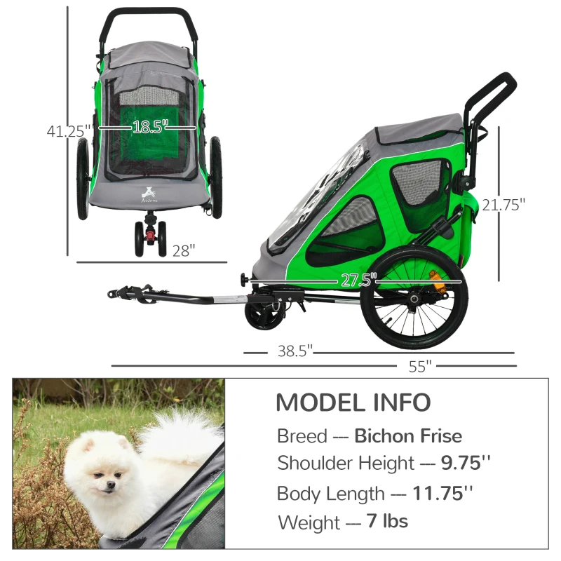 Aosom Pet Stroller Foldable with Mesh Windows Brakes and Cup Holder for Small Dogs