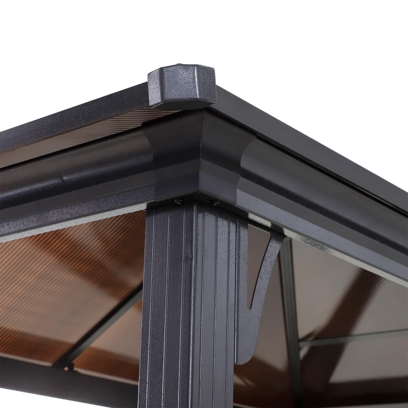 Outsunny Outside Porch BBQ Cooking Pergola Canopy w/ 6 Hooks for Utensils & Double Venting Roof