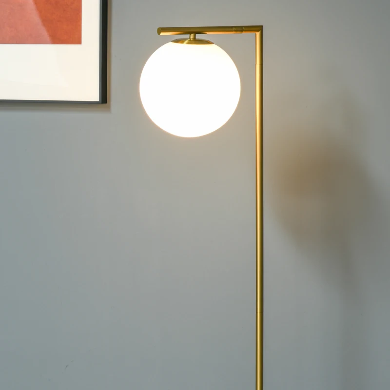 HOMCOM Metal Floor Lamp, Standing Light with 350° Adjustable Lampshade for Living Room, Bedroom, Office, Gold
