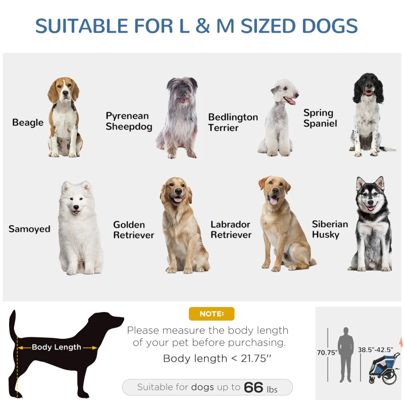 Aosom 2-in-1 Travel Dog Stroller, Small Pet Bicycle Cart Carrier with Safety Leash, and Easy Fold Design, Dark Blue