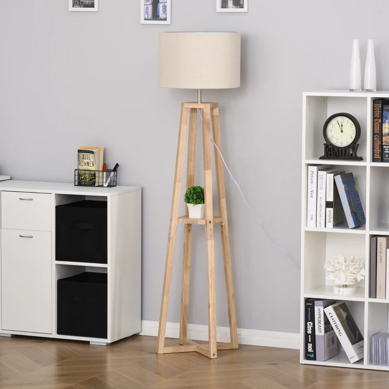 HOMCOM Modern Floor Lamp, Standing Lamp with Drum Lampshade, Foot Switch for Living Room, Bedroom, Office