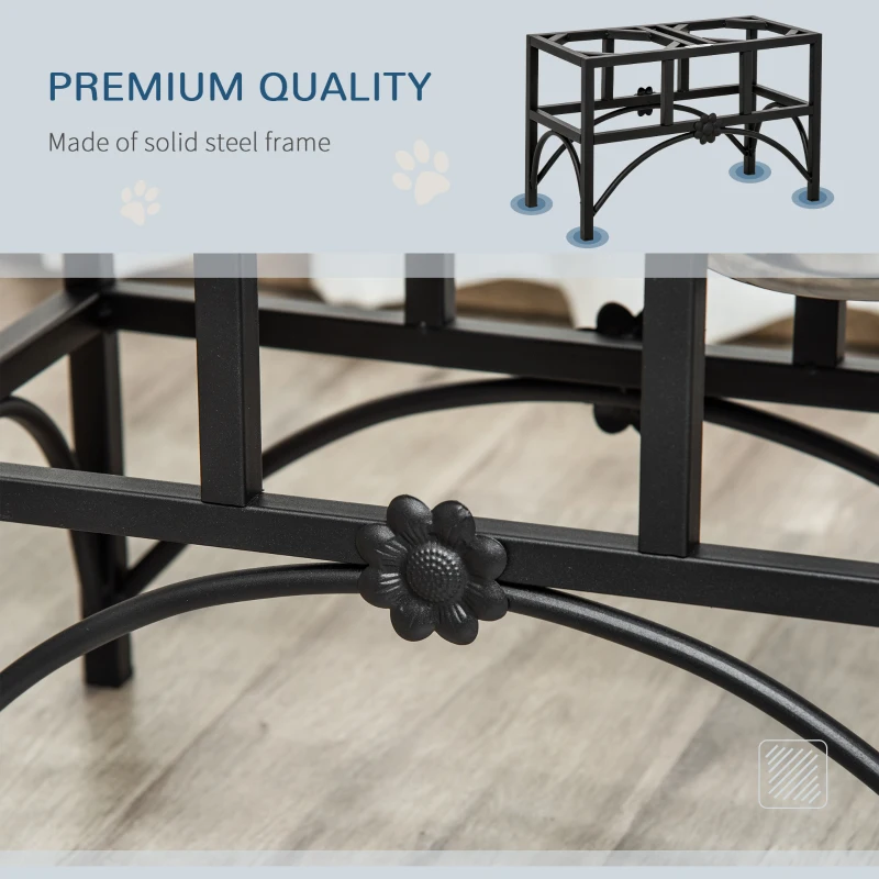 PawHut 17" Double Stainless Steel Heavy Duty Dog Food Bowl Elevated Pet Feeding Station