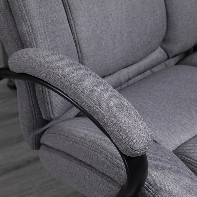 Vinsetto Big and Tall Executive Office Chair, Ergonomic Heavy-Duty High Back Computer Desk Chair 484lbs with Wide Seat,  Linen Fabric, Adjustable Height, Swivel Wheels, Light Gray