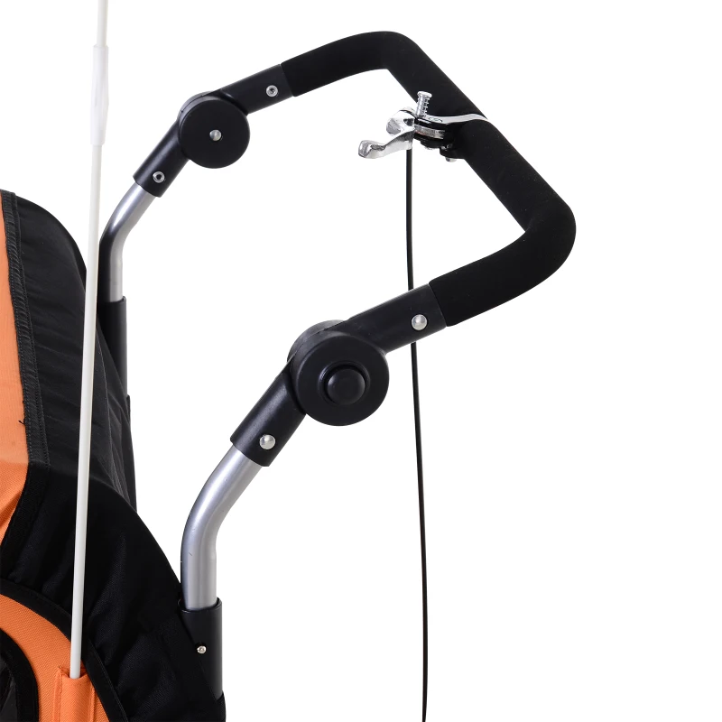 Aosom 2-Seat Kids Bicycle Trailer 55lbs Steel w/ Water Resistant Carrier Windows - Black and Orange