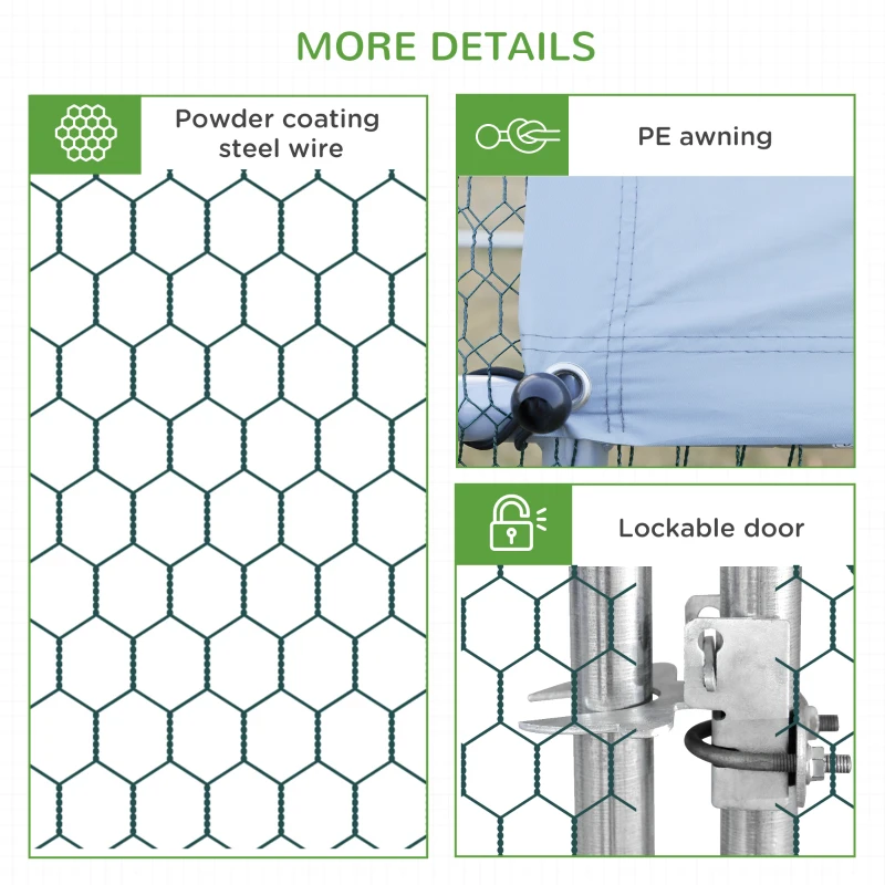 PawHut 10' x 20' x 6.5' Chicken Coop Cage, Outdoor Hen House w/Cover & Lockable Door