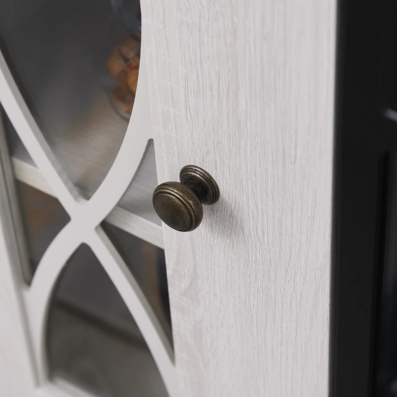 HOMCOM Electric Fireplace TV Stand for 50", Media Console Center Cabinet with 2 Shelves and 2 Cabinets with Adjustable Shelves for Corner, Distressed White