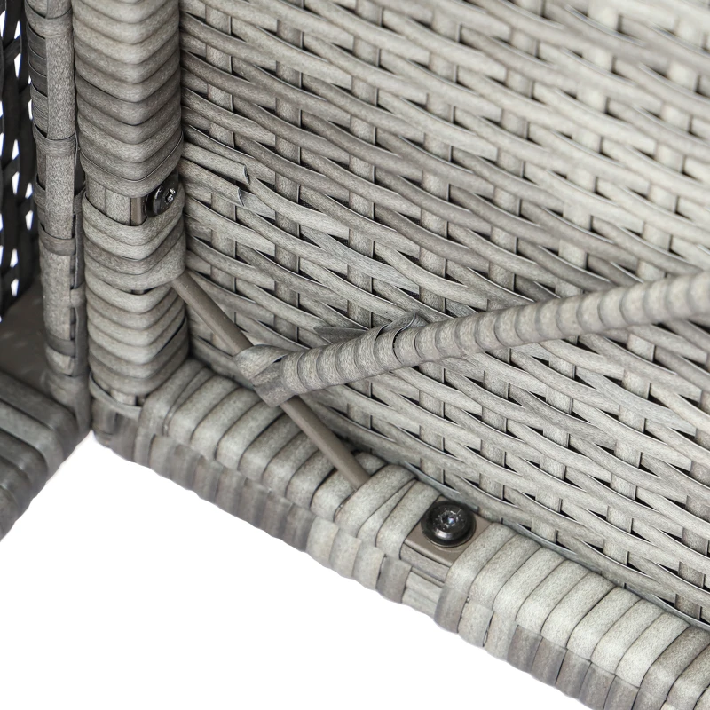 Outsunny 4pcs Wicker Outdoor Patio Furniture Set with Sofa and 2 Chairs, Rattan Conversation Sets with Soft Cushions, 1 Tempered Glass Table-Top Center Coffee Table for Backyard, Garden, Light Grey