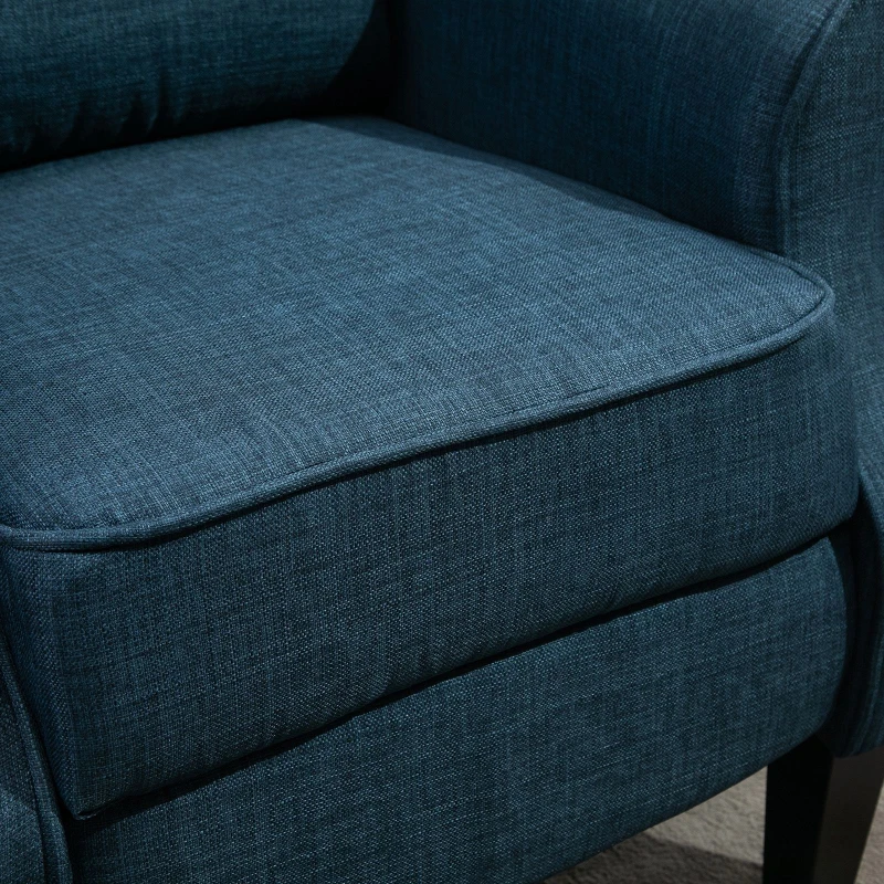 HOMCOM Wingback Heated Vibrating Accent Sofa, Vintage Upholstered Massage Recliner Chair Push-back with Remote Controller, Blue