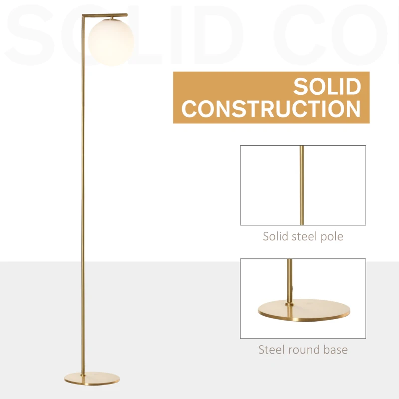 HOMCOM Metal Floor Lamp, Standing Light with 350° Adjustable Lampshade for Living Room, Bedroom, Office, Gold