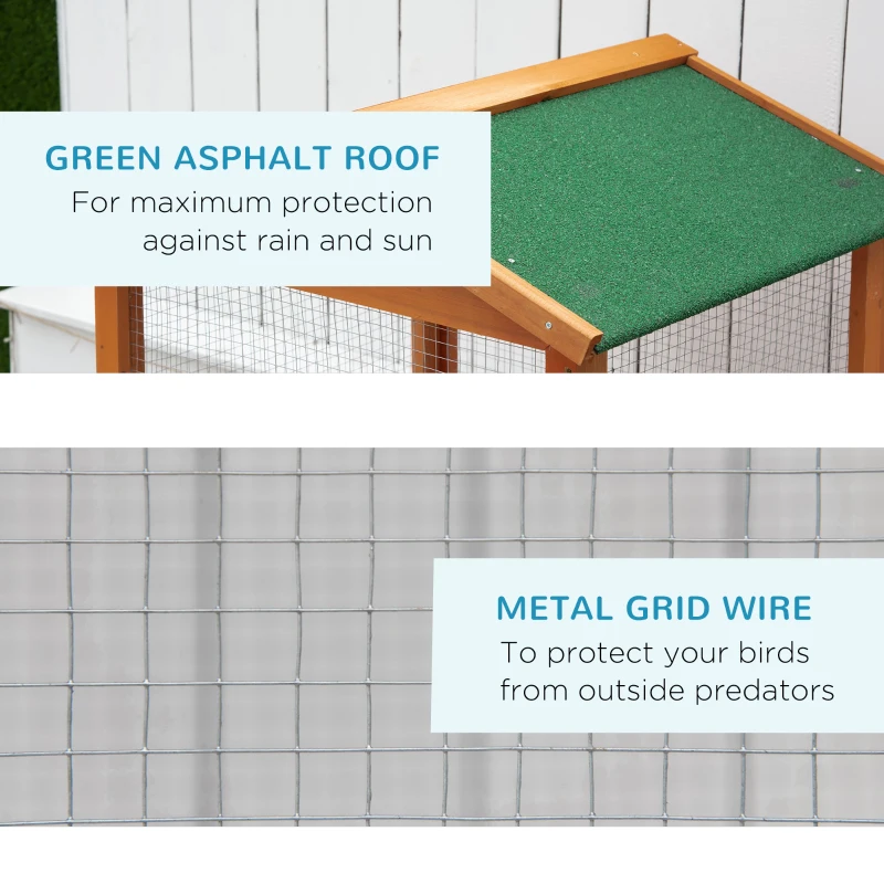 PawHut 65" Outdoor Wooden Birdcage Aviary with Pull Out Tray 2 Doors, Orange