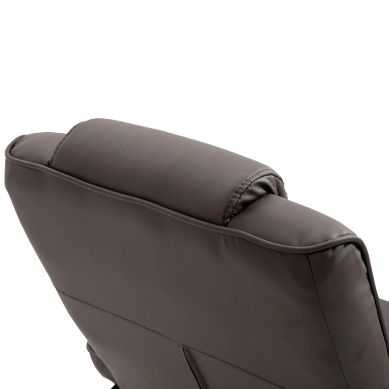 HOMCOM Massaging Faux Leather Recliner Chair and Ottoman Set, Swivel Vibration Massage Lounge Chair with Remote Control for Living Room, Bedroom, or Office, Brown