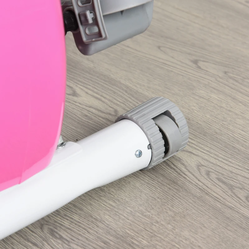 Soozier Foldable Magnetic Exercise Bike Indoor Stationary Upright Fitness Bike Pink