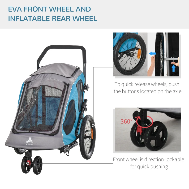 Aosom Pet Stroller Foldable with Mesh Windows Brakes and Cup Holder for Small Dogs