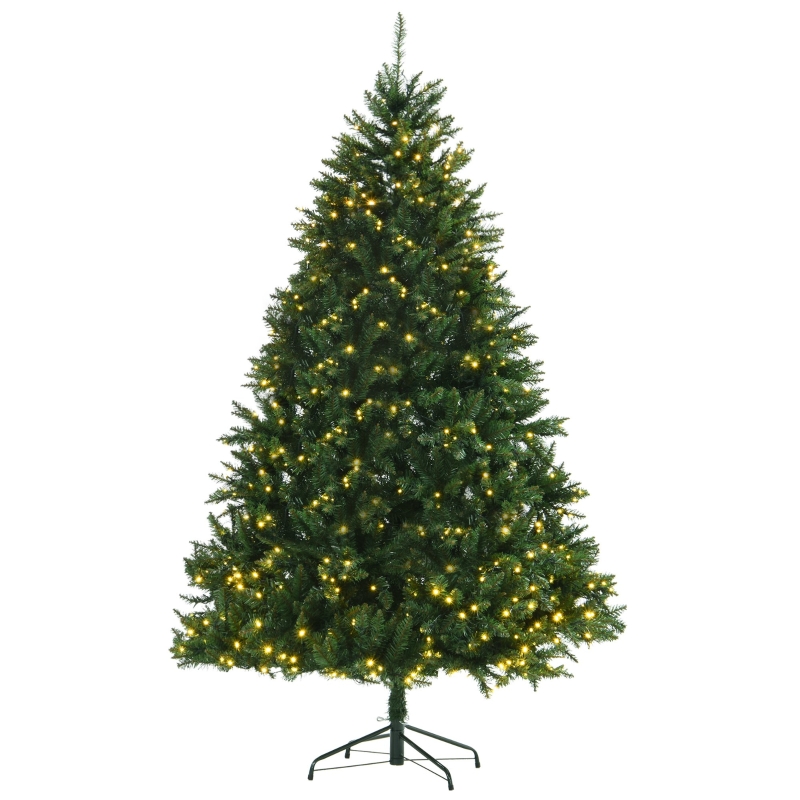 HOMCOM 7ft PVC 700 Pre Lit White LED Artificial Christmas Tree - Green