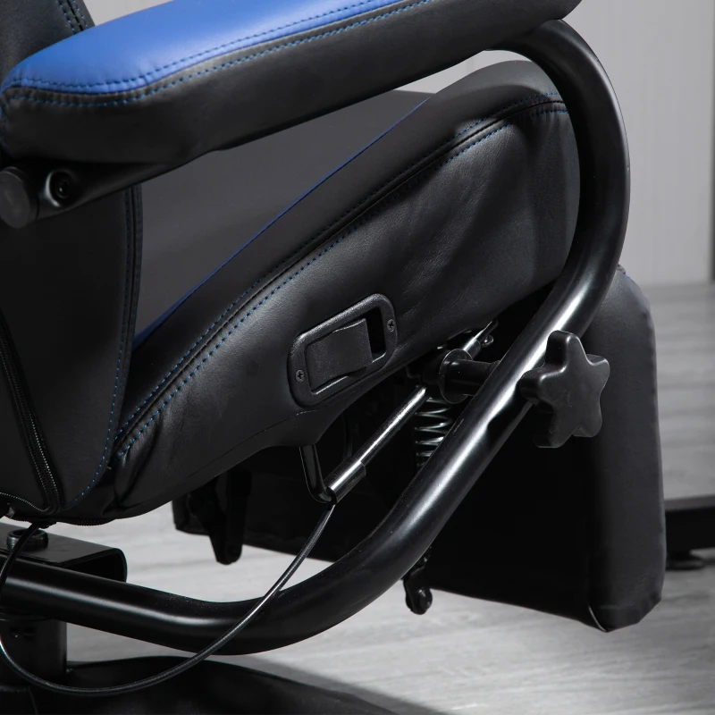 HOMCOM Gaming Recliner, Racing Style Video Gaming Chair with Adjustable Backrest and Footrest, High Back 360 Degree Swivel Computer Chair with Lumbar Support and Headrest, Blue