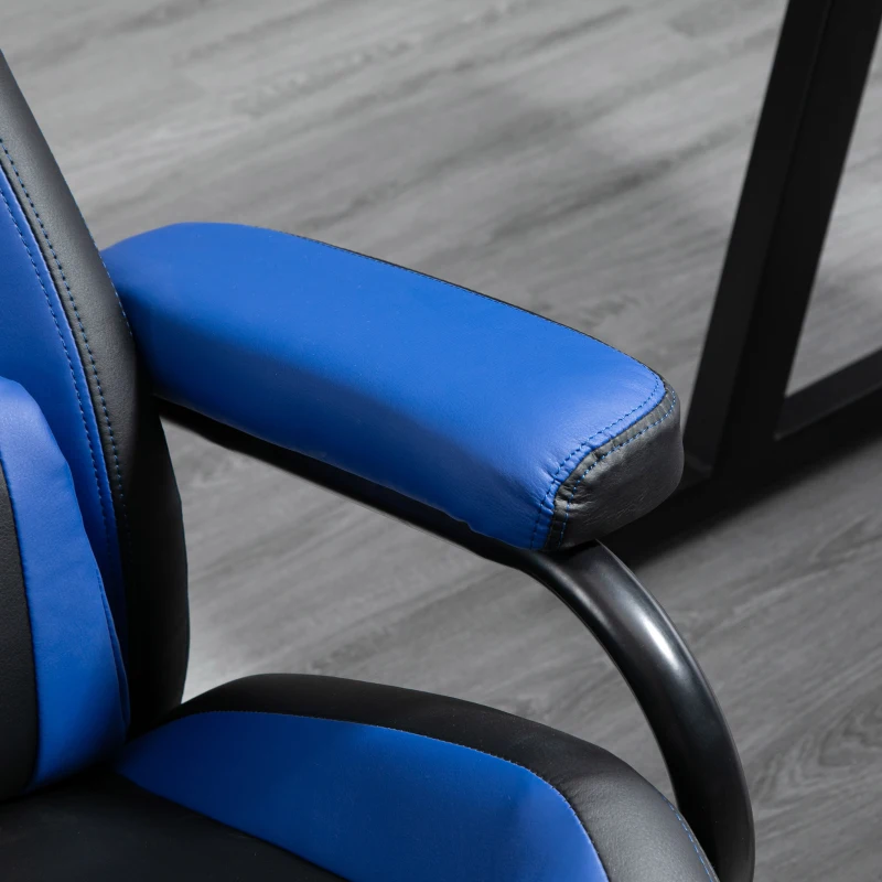 HOMCOM Gaming Recliner, Racing Style Video Gaming Chair with Adjustable Backrest and Footrest, High Back 360 Degree Swivel Computer Chair with Lumbar Support and Headrest, Blue