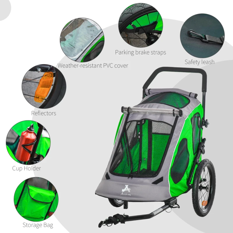 Aosom Pet Stroller Foldable with Mesh Windows Brakes and Cup Holder for Small Dogs