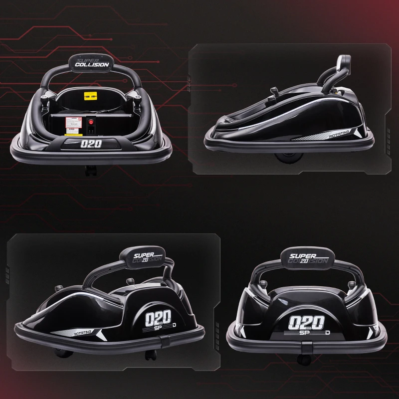 Aosom 12V Kids Bumper Car Twins Motor with Parent Remote Control, Safety Belt, Lights, 360° Rotation, Black